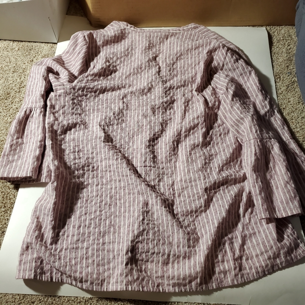 NWOT Lucky Brand Stripe Bell Sleeve Top - Picture 6 of 6